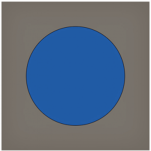 Sininen ympyrä harmaalla taustalla.