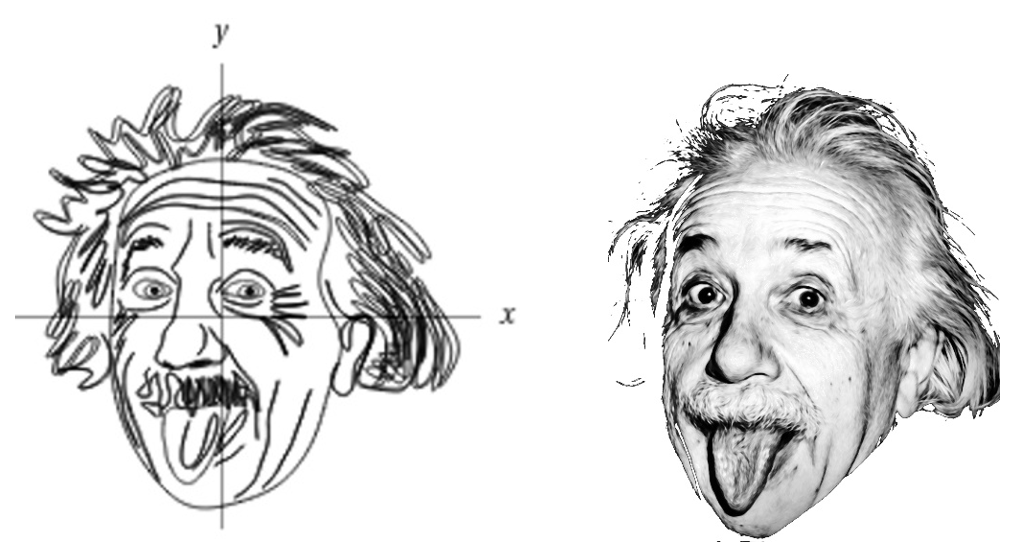 Kaksi versiota Einstein näyttää kieltä -kuvasta