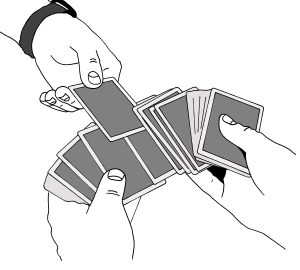 mallikuva pelikorteista taikurin käsissä