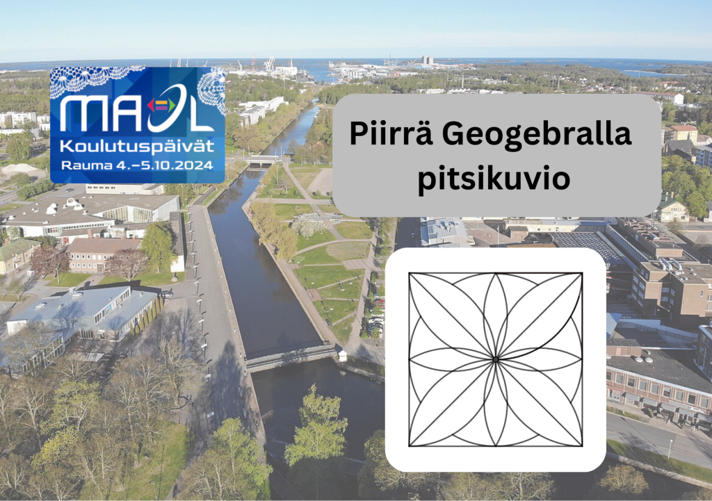 graafinen pulmatehtävä: piirrä geogebralla vastaava kuvio.  pulmasivulla Rauma-teemaisia pulmia.